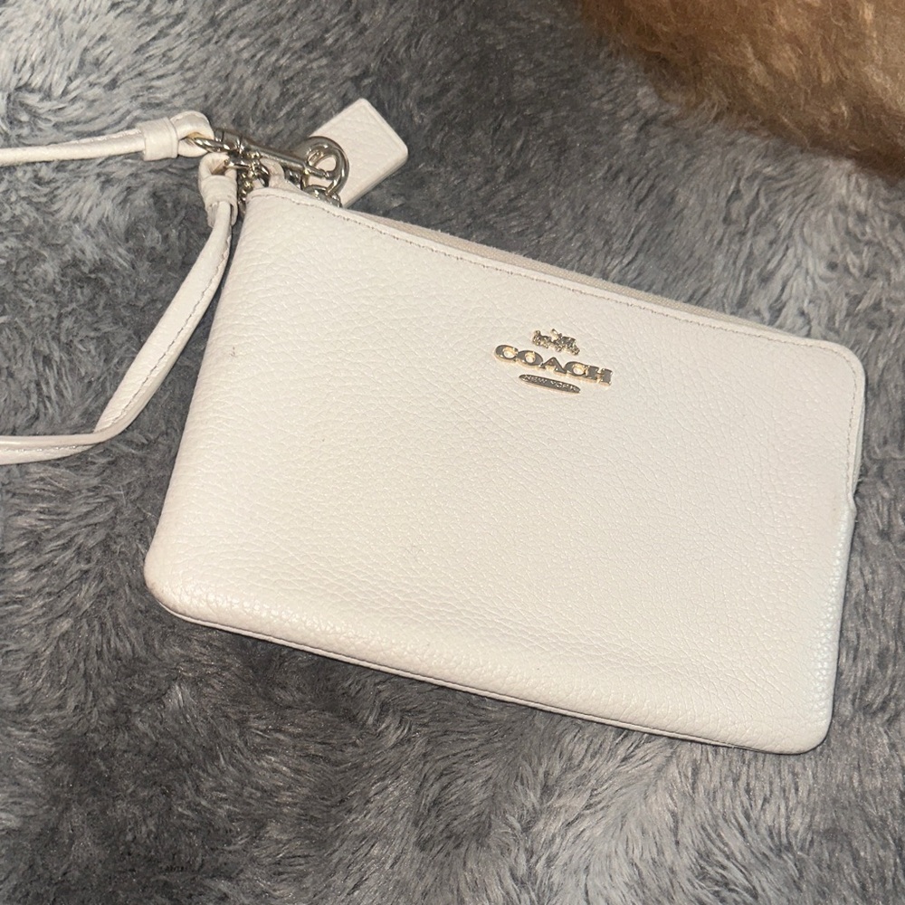 Coach Ivory Leather Wristlet